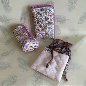 Set of 3 pink print pouches